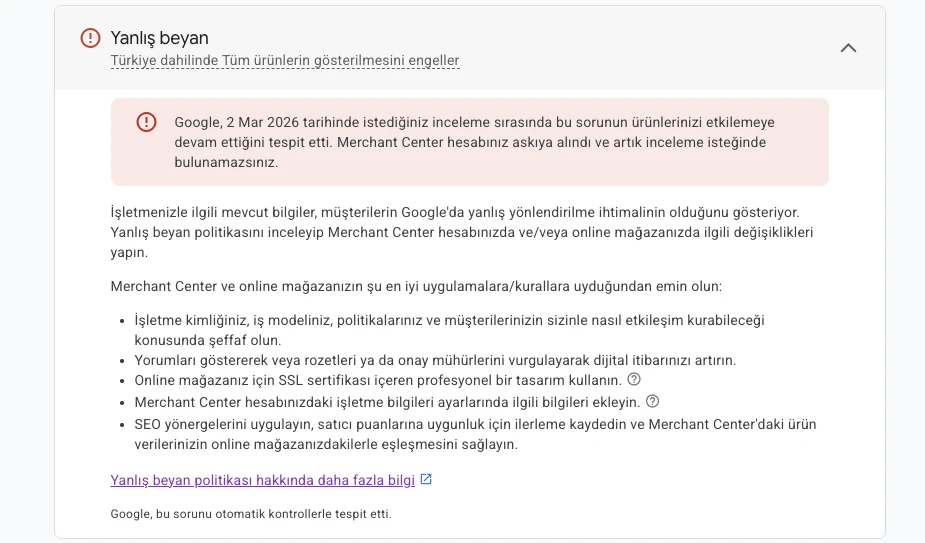 yanlış beyan sorunu